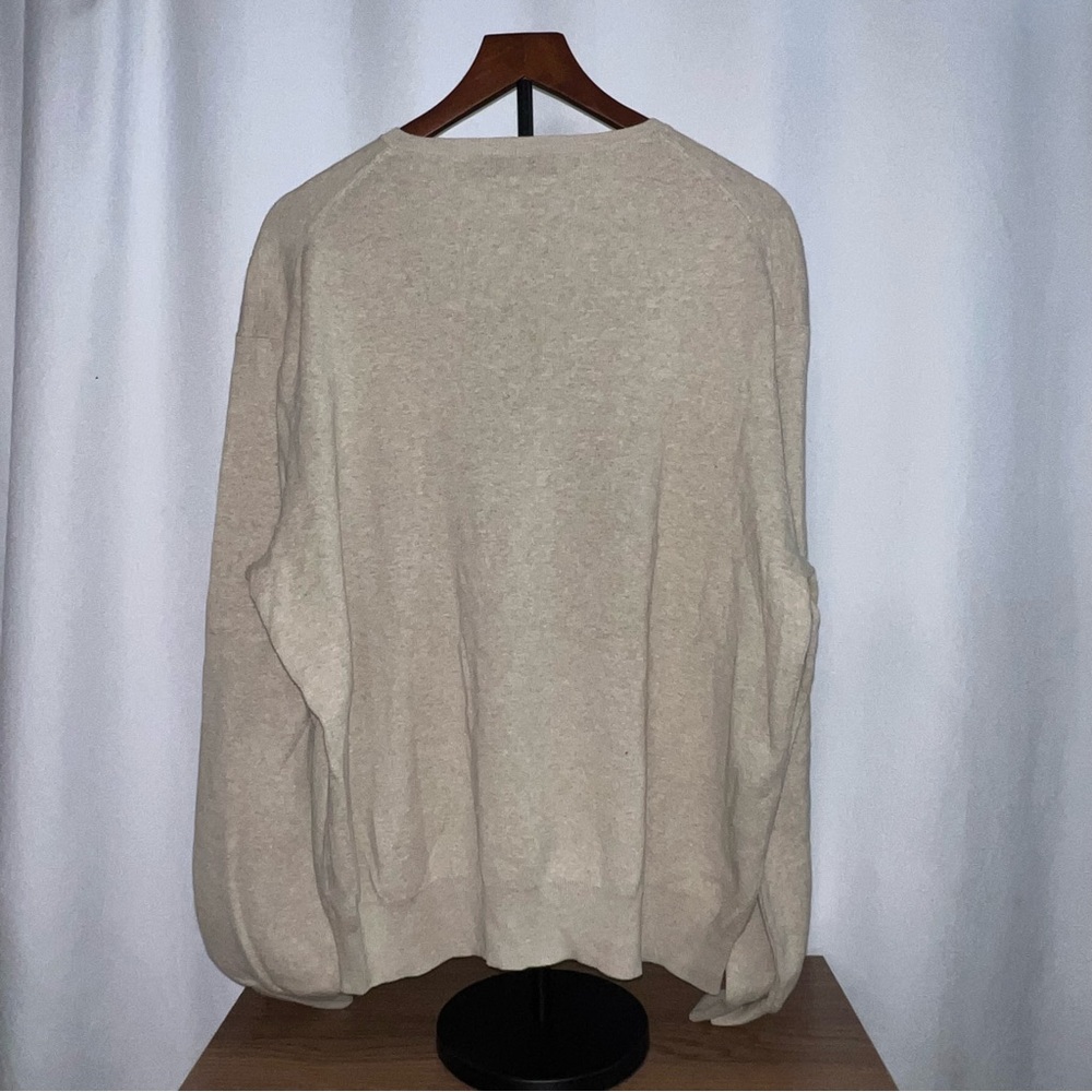 Polo Ralph Lauren Oatmeal Pima Cotton V-Neck Sweater XL - Picture 3 of 6
